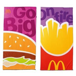Set 2x McDonald's Beach Towels Big Max Burger + Fries Italy Europe Exclusive NEW